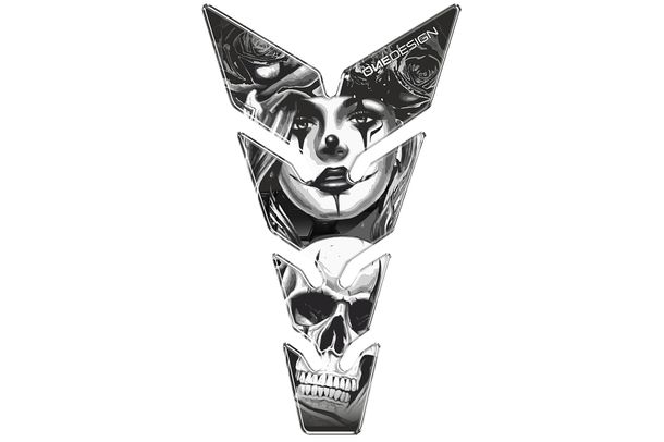 Ochranný kryt nádrže Protektor Skull & Poker Puig Černý pro Yamaha YZF-R1, Honda CB600F Hornet, Kawasaki ZX-6R Ninja, Ducati 848 EVO, Suzuki GSX-R1300 Hayabusa, BMW R1200GS, Triumph Daytona 675, KTM 125 Duke, Aprilia Mana 850, MV Agusta Bru