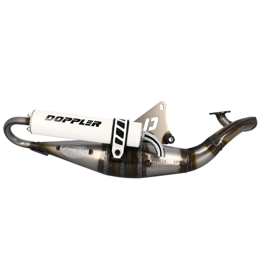 Auspuffanlage Doppler S3R Evolution weiß für Nitro / Aerox / Ovetto / Neos / Mach G Schalldämpfer mit Zulassung CE 97/24