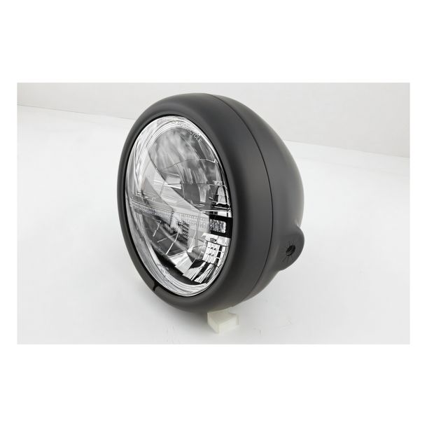 Scheinwerfer Highsider PRO 5 3/4 Zoll Pecos Typ 12 LED seitliche Befestigung, TFL mit Zulassung, Stahl schwarz, klar, vorne, 1 Stück