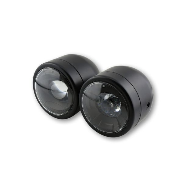 Scheinwerfer Highsider SMART Twin LED seitliche Befestigung mit Zulassung, Stahl schwarz, klar 3 1/2 Zoll, 1 Stück