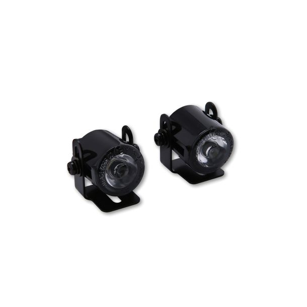 Positionslicht Highsider SMART LED rund, Ø 24,7 mm, mit Universalhalter mit Zulassung, schwarz, klar, vorne, 2 Stück