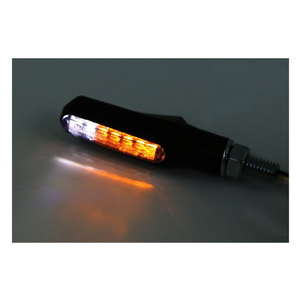 Blinker Highsider SMART Shorty Fin LED Positionslicht 2in1 mit Zulassung, schwarz, getönt 13,5V, vorne, 2 Stück