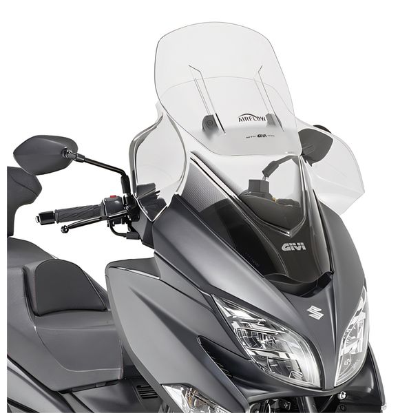 Windschild GiVi Airflow transparent 650-770x670mm mit Zulassung für Suzuki Burgman 400 Bj. 2017-2026