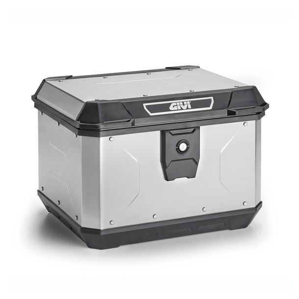 Topcase GiVi Alpina 44 Monolock® Aluminium natur mit roten Reflektoren 44 Liter 320x450x390mm Max Zuladung 3 kg