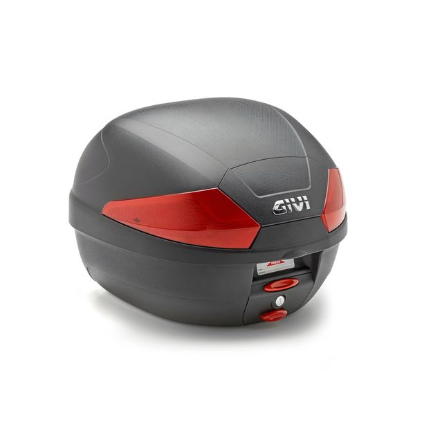 Topcase GiVi B29 Monolock® schwarz mit roten Reflektoren 29 Liter Max Zuladung 3 kg mit Platte