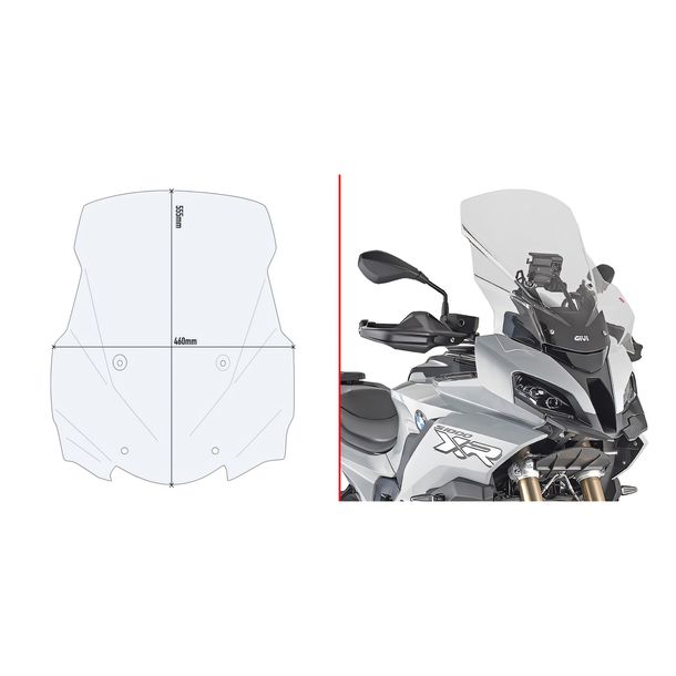 Windschild GiVi transparent 550x460mm mit Zulassung für BMW S1000XR Bj. 2020-2026, M1000XR Bj. 2024-2026
