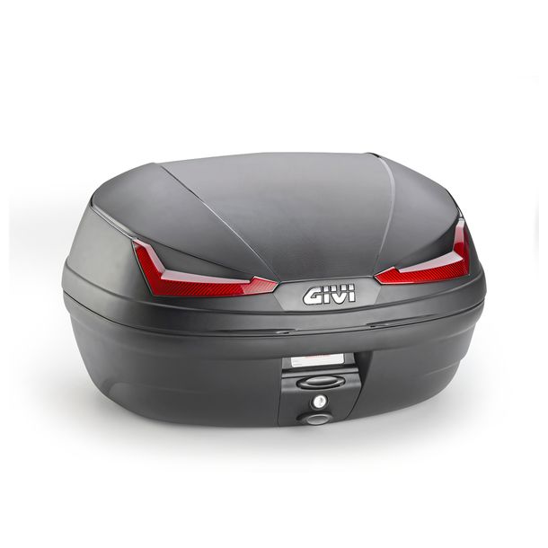 Topcase GiVi Simply IV E455 Monolock® schwarz mit roten Reflektoren 45 Liter 325x555x415mm Max Zuladung 3 kg mit Platte