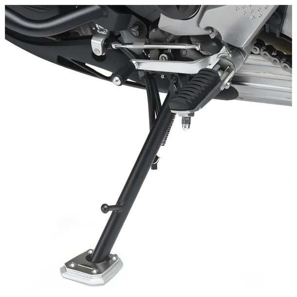 Fuß-Verbreiterung GiVi aus Aluminium und Edelstahl für Original-Seitenständer für Kawasaki KLE500 Bj. 2026, KLE500 SE Bj. 2026