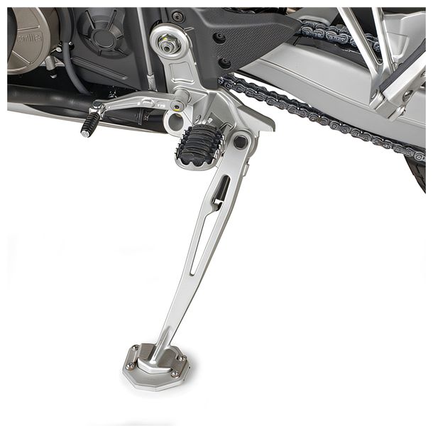 Fuß-Verbreiterung GiVi aus Aluminium und Edelstahl für Original-Seitenständer für Aprilia Tuareg 660 Bj. 2021-2026, Tuareg Rally 660 Bj. 2025-2026