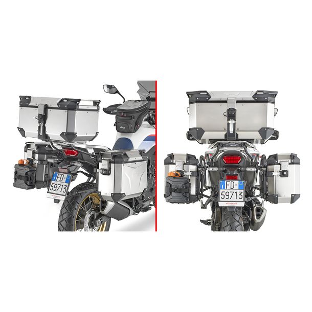 Seitenkoffer-Träger GiVi One-Fit Stahl Ø 18mm für Trekker Outback Monokey® Cam-Side-Koffer für Honda XL 750 Transalp Bj. 2023-2026