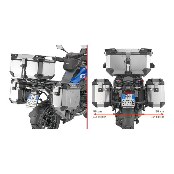 Seitenkoffer-Träger GiVi One-Fit Stahl Ø 18mm Max Zuladung 10 kg für Trekker Outback Monokey® Cam-Side-Koffer für BMW R 1300 GS Bj. 2024-2026