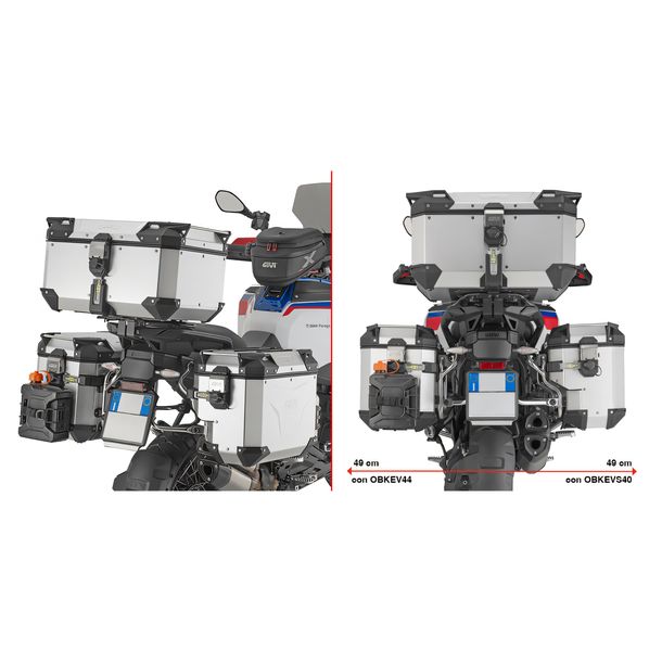 Seitenkoffer-Träger GiVi Edelstahl Ø 18mm ohne Platte seitlich versetzt rechts für Monokey® Cam-Side Trekker Outback Evo für BMW R1300GS Adventure
