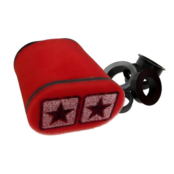 Závodní vzduchový filtr Stage6 Double-Layer VELKÝ, AirBox červený, 28mm + 35mm + 42mm + 45mm + 49mm + 55mm přípojka