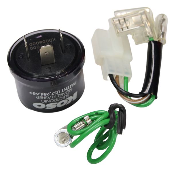 Blinker Relais / Blinkerrelais KOSO Digital, 12V, Stecker mit 3 Pins, inkl. Adapter auf 2 Pins, max. 15A Universal Motorrad, Roller