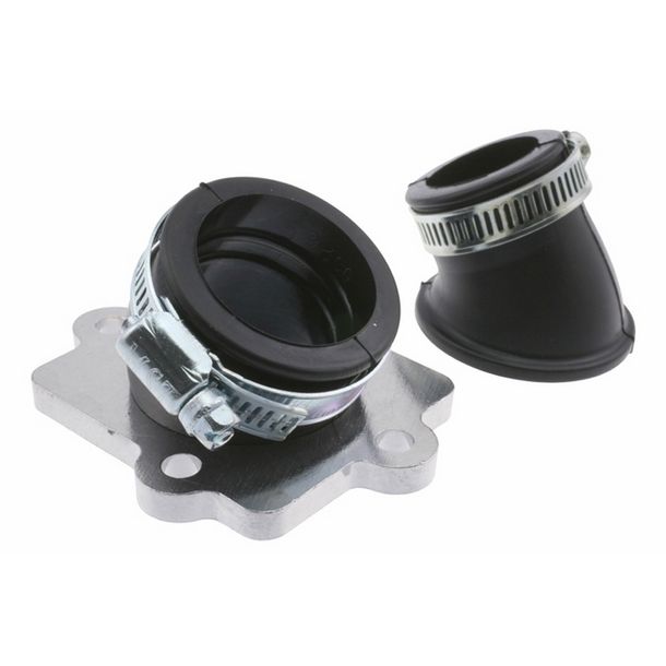 Ansaugstutzen Motoforce RACING, inkl. 2 Adapter (Anschlussweite 24mm + 32mm) für Minarelli liegend