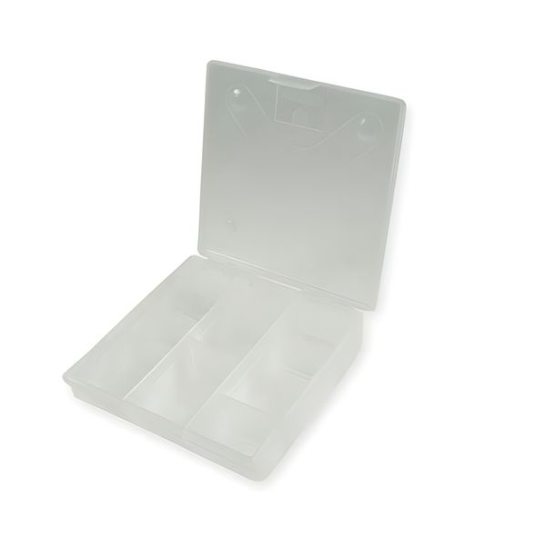 Pequeña caja para piezas transparente Motoforce con 9 casillas, 137x137x30mm