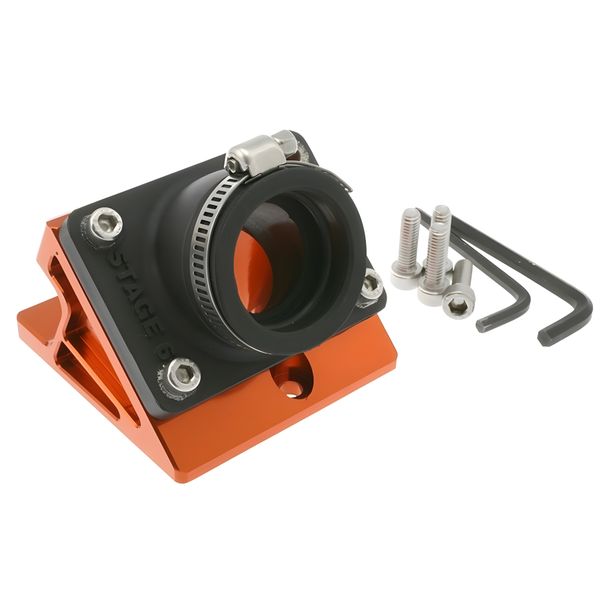 Coletor de Admissão & Espaçador, Stage6 R / T para - d=28-26mm, curto reto para trás Laranja Brilhante Aprilia, Amico (1991-1992), (a partir de 1993), GL, Sport, SR 50 (até 1994), Area 51, Gulliver, Rally, Sonic, SR, SR50, Benelli, 491, K2,