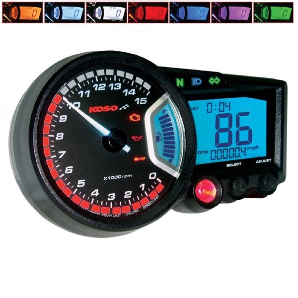 Tachometer KOSO Digital Cockpit RX2 GP Style Drehzahlmesser mit