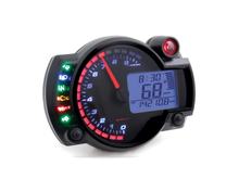 Tachometer KOSO Digital Cockpit RX2N+ GP Sytle Drehzahlmesser mit ABE max. 10000 RPM, schwarz / blaues Display universal für Motorrad, Roller, Quad, ATV
