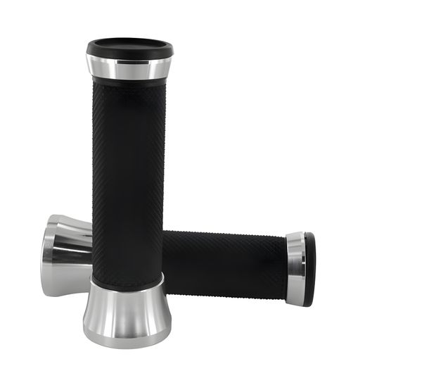 Lenkergriffe CNC STR8, schwarz / Aluminium eloxiert, universal für Roller, Vespa, Mofa, Maxi-Roller und Schaltmoped