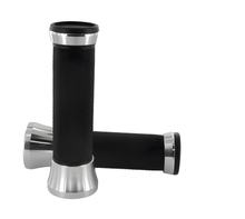 Lenkergriffe CNC STR8, schwarz / Aluminium eloxiert, universal für Roller, Vespa, Mofa, Maxi-Roller und Schaltmoped