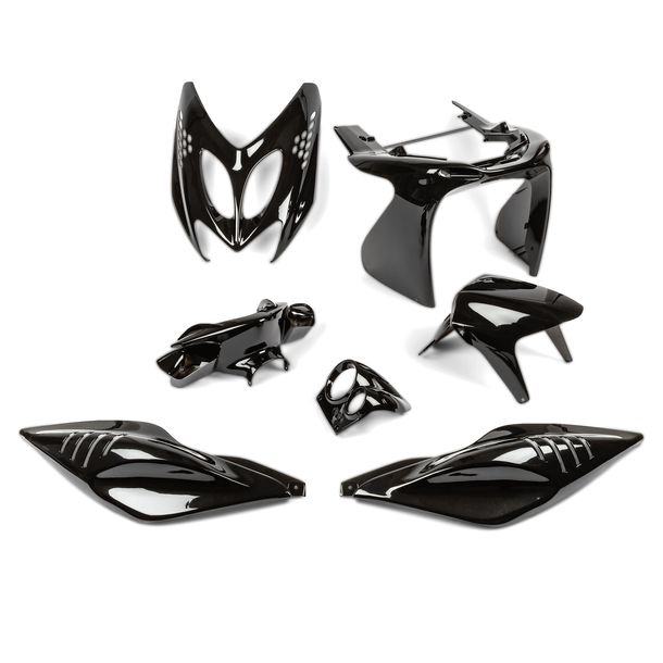Kit carenatura STR8 MINI, 7 pezzi, Aerox / Nitro, nero metallizzato