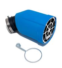 Rennluftfilter Doppler, Box blau, Filter rot, Grill chrom