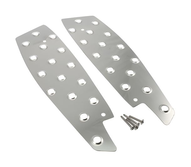 Edelstahl Trittbleche mit runder Bohrung für Aprilia SR50 R / Factory
