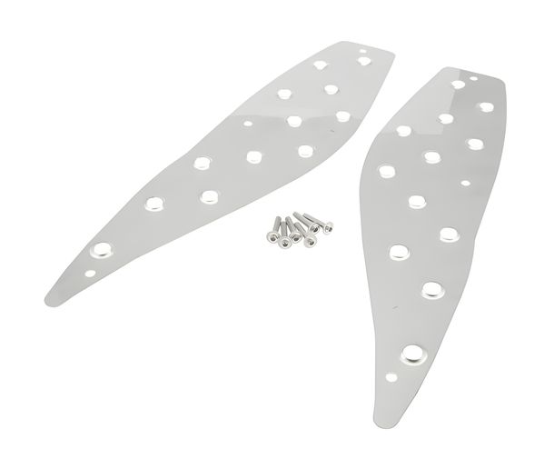 Edelstahl Trittbleche mit runder Bohrung für Gilera Runner SP (ab Bj. 08 / 2005)