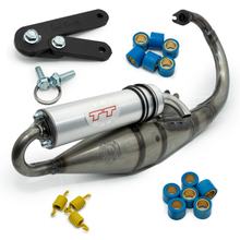 Auspuffanlage komplett LeoVince HAND MADE TT mit Zulassung, Aluminium für MBK Booster / Next Generation / Yamaha BW'S 50 / Next Generation 50 1988 - 1999 / Booster Kat / Next Generation Kat AC 1999 - 2001 / Rocket 1996 - 1998