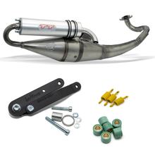 Auspuffanlage komplett LeoVince HAND MADE TT mit Zulassung, Aluminium für Peugeot Jet Force 50 TDSI i.e. Bj. 2003 - 2006 / Jet Force C-Tech i.e. LC / Ludix Blaster LC Bj. 2005 / Speedfight 3 50 LC Bj. 2009 - 2011