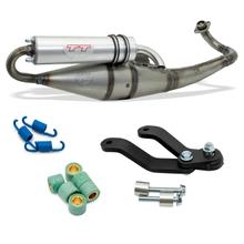 Complete exhaust system LeoVince HAND MADE TT with approval, aluminum for Gilera Runner / Stalker / Piaggio NRG / NTT 50 model years 1994 - 1996
