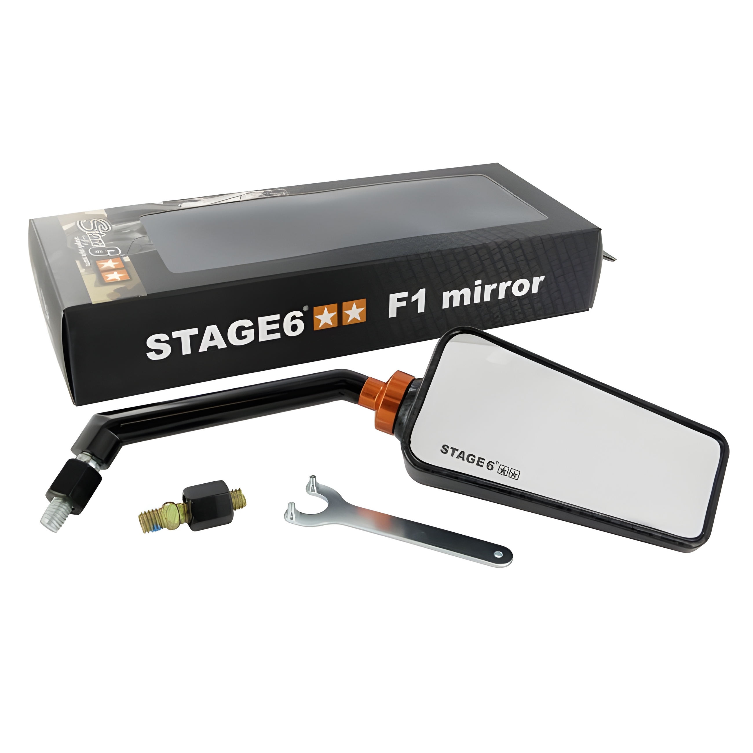 Stage6 F1 Spiegel rechts carbon glänzend Universal Roller Aerox Speedfight SR50