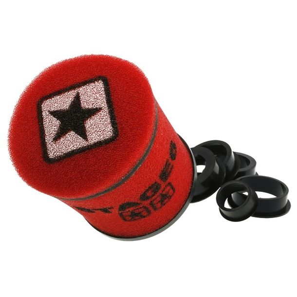 Filtr powietrza wyścigowy Stage6 dwuwarstwowy mały, AirBox czerwony, 28mm+35mm+42mm+45mm+49mm+55mm