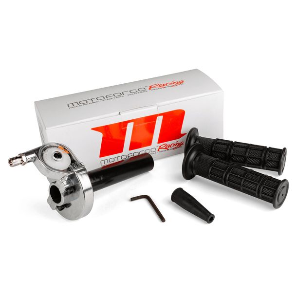 Manette des gaz Motoforce RACING, incl. Poignées de guidon, universel, chrome