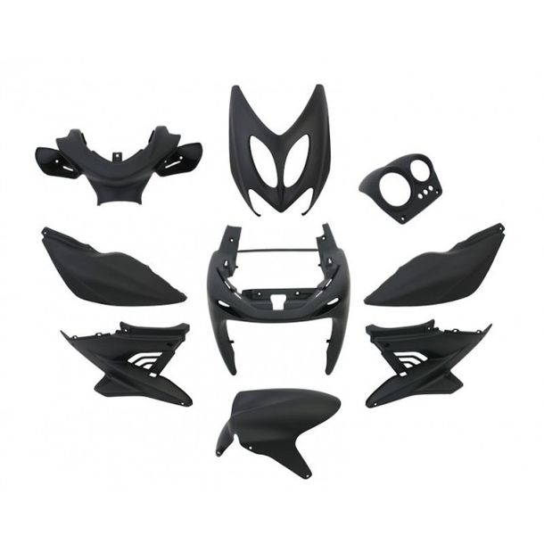 Garniture réglé pour 9 parties Yamaha Aerox, MBK Nitro - noir mat