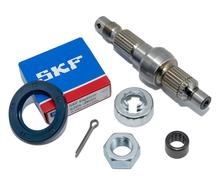 Eixo de roda, kit completo de reparação, bloco curto, Tipo A / B, l=126mm, incl. rolamento / retentor / porca da roda para Piaggio