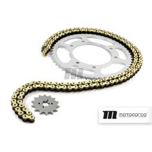 Kit de accionamiento Motoforce, incluye cadena (tipo 428/142 enlaces) y piñón (14x53 dientes) para Derbi Senda (desde el año 2000), ucp
