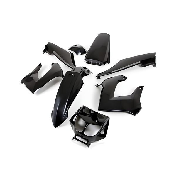 Fairing STR8, 8 parts for Derbi Senda, black