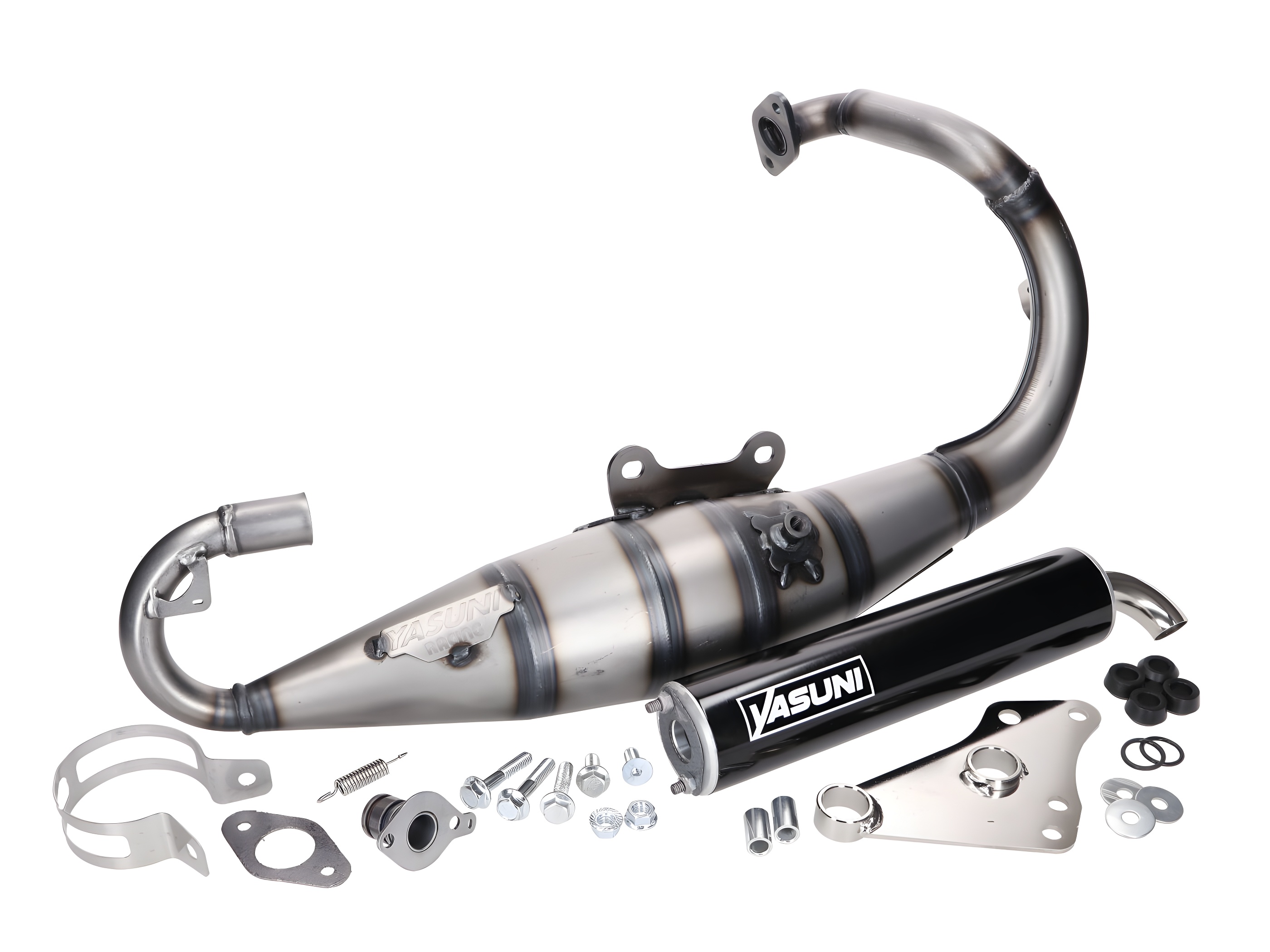 Auspuffanlage Yasuni Scooter R schwarz für Peugeot stehend Peugeot Speedfight 2