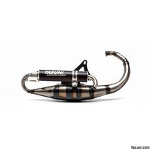 Yasuni Scooter R uitlaatsysteem zwart met goedkeuring voor Minarelli staand, Yamaha BWS NG, MBK Booster Aprilia SR AC Rocket Bump Slider Stunt Spy Amico Spirit Itteco