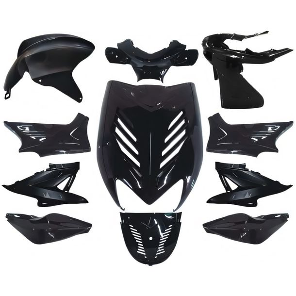 11-delige DMP kuipset zwart metaal voor Yamaha Aerox, MBK Nitro