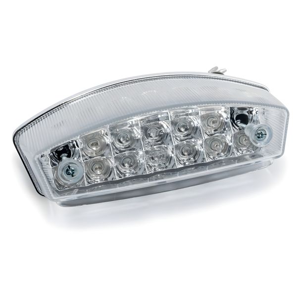 Feu arrière MXT LED Style Japonais avec éclairage de plaque d'immatriculation & homologation pour modèles Derbi / Malaguti