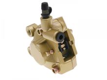Bremssattel komplett vorne mit Bremsbelägen, gold für AJP-Bremssystem / Yamaha Aerox, Neos / MBK Nitro, Booster / Gilera Runner, Stalker / Piaggio NRG, Typhoon