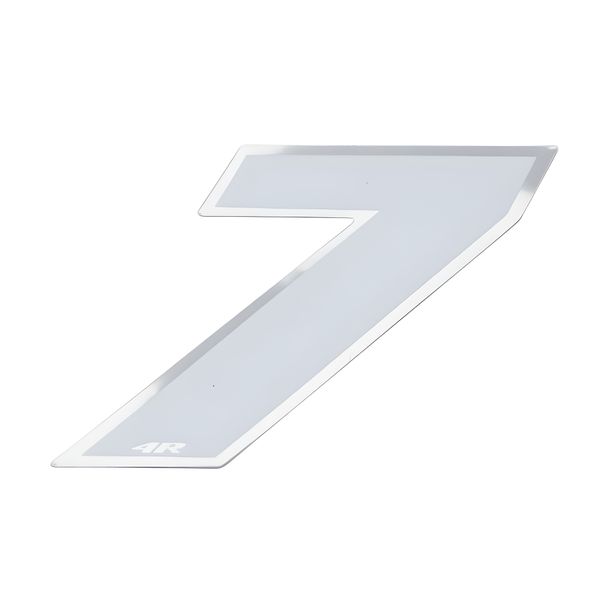 Aufkleber Startnummer, Ziffer 7, klein, weiß / Chromrand