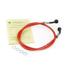 Stahlflex-Bremsleitung MXT Stahlflexkit vorne mit Zulassung, rot ummantelt, schwarze Banjos für MBK Nitro 50/100 / Aerox 100ccm