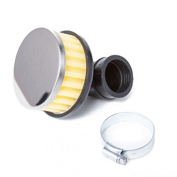 Luchtfilter van sportschuim (geel), voor 17,5 mm carburateur, schuin
