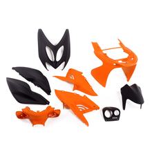 Verkleidungsset 9 Teilig für Yamaha Aerox, MBK Nitro - matt Orange / matt schwarz
