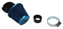 Filtro aria TNT maglia di acciaio blu, angolato di 90 gradi, collegamento 28 / 35mm