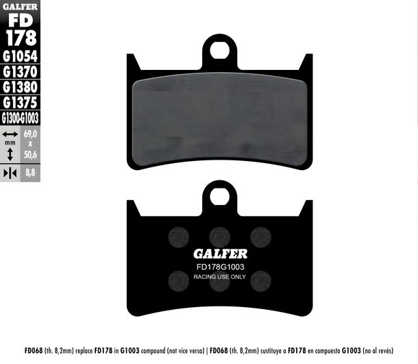 Remblokken Galfer FD178G1003 Gesinterd metaal Racing